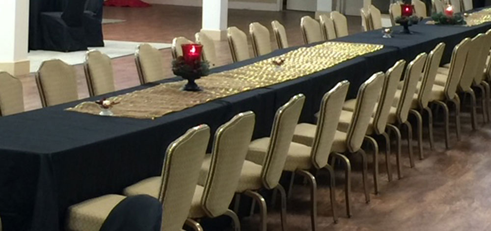 Table rental at reception hall and wedding hall